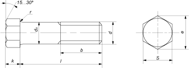 Болт высокопрочный с шестигранной головкой с увеличенным размером под ключ по ГОСТ Р 52644-2006 (ISO 7411)